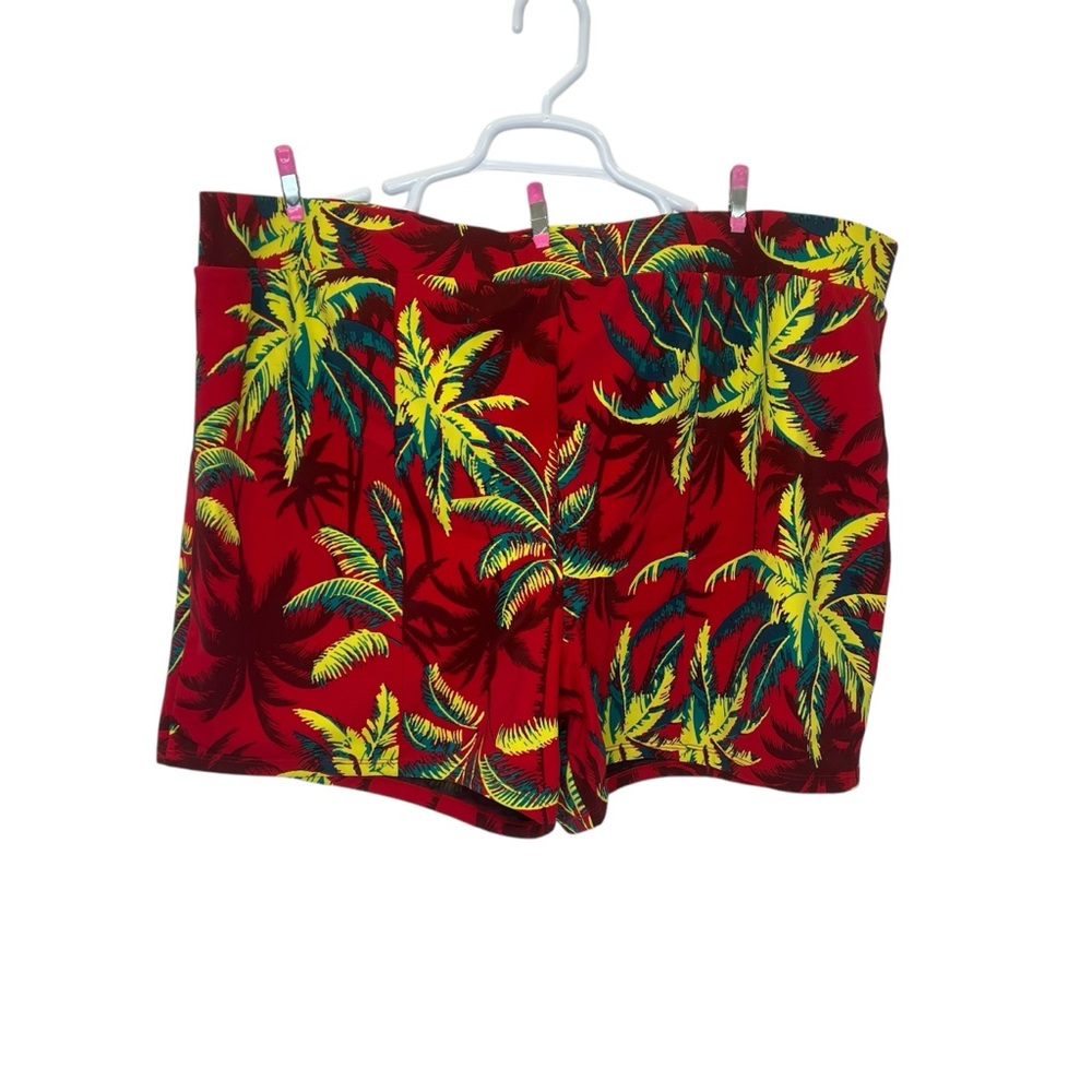 TORRID Tropical Leaf Print Swim BOTTOMS Size 4 RED